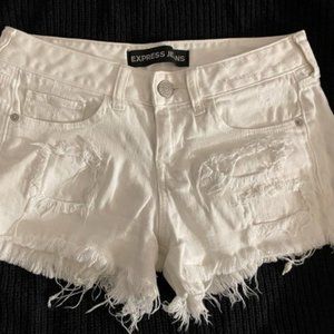 Women's White Highwaisted Express Denim Shorts - Size 0